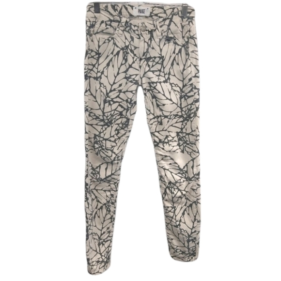 Paige Leaf Patterned Skyline Skinny Jeans Sz 26 - Picture 1 of 11
